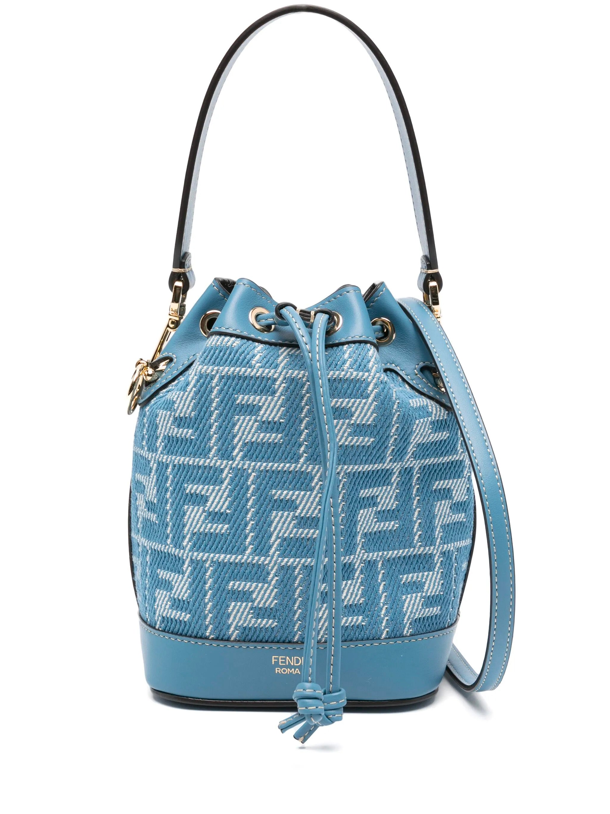 FENDI Mini Denim-Effect Handbag - 18 cm x 14 cm x 12 cm