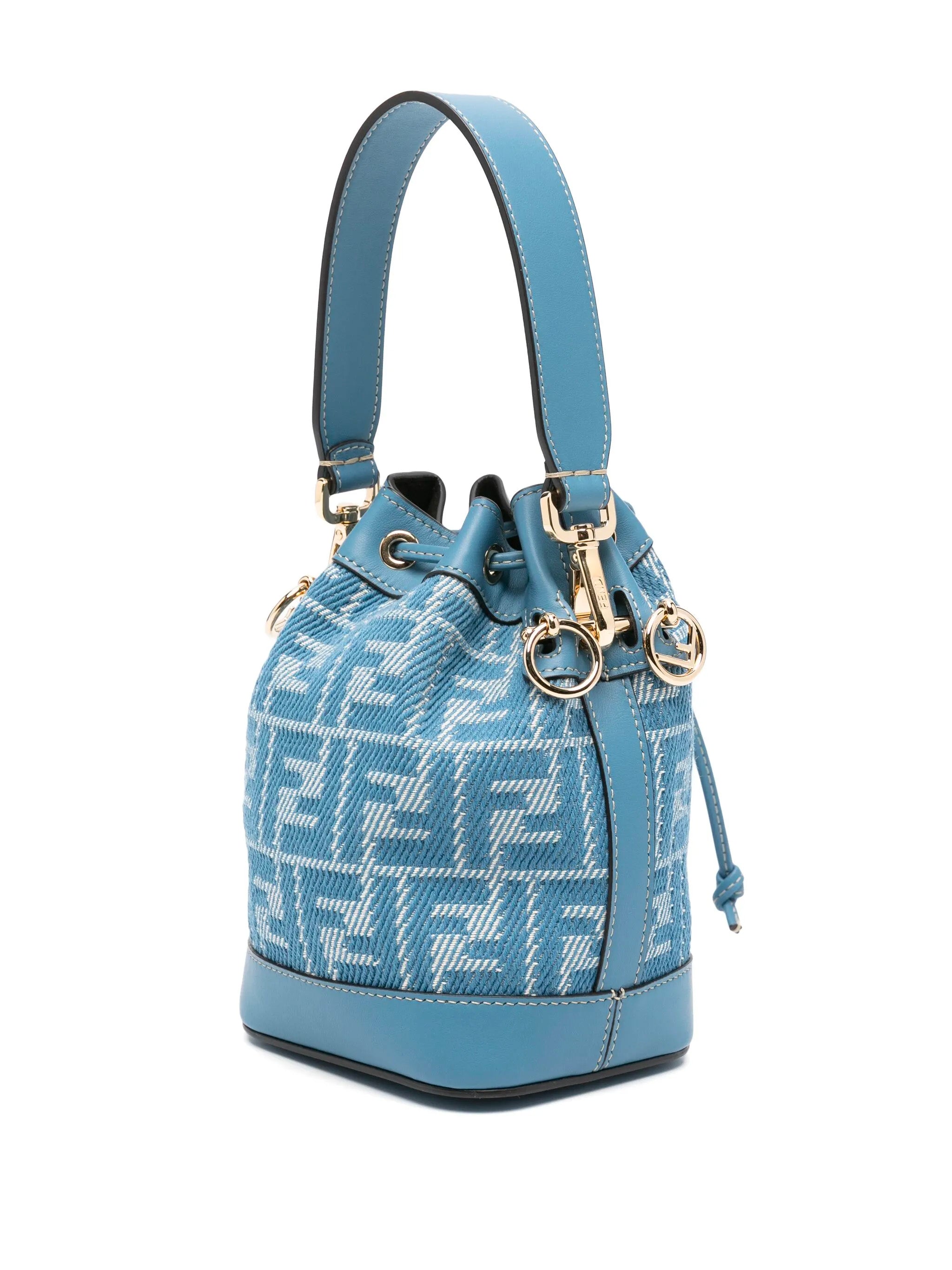 FENDI Mini Denim-Effect Handbag - 18 cm x 14 cm x 12 cm