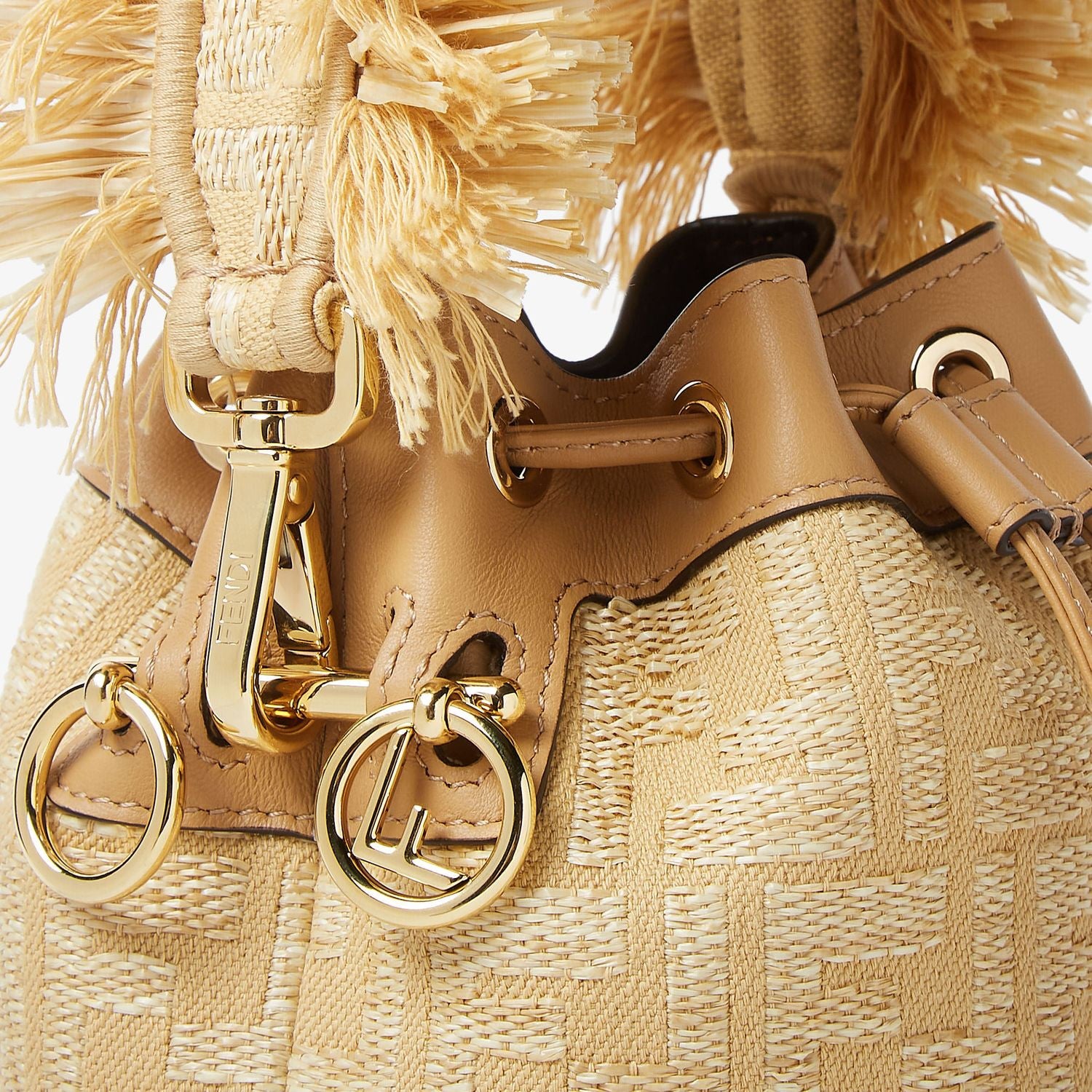 FENDI Mini Mon Tresor Straw Handbag