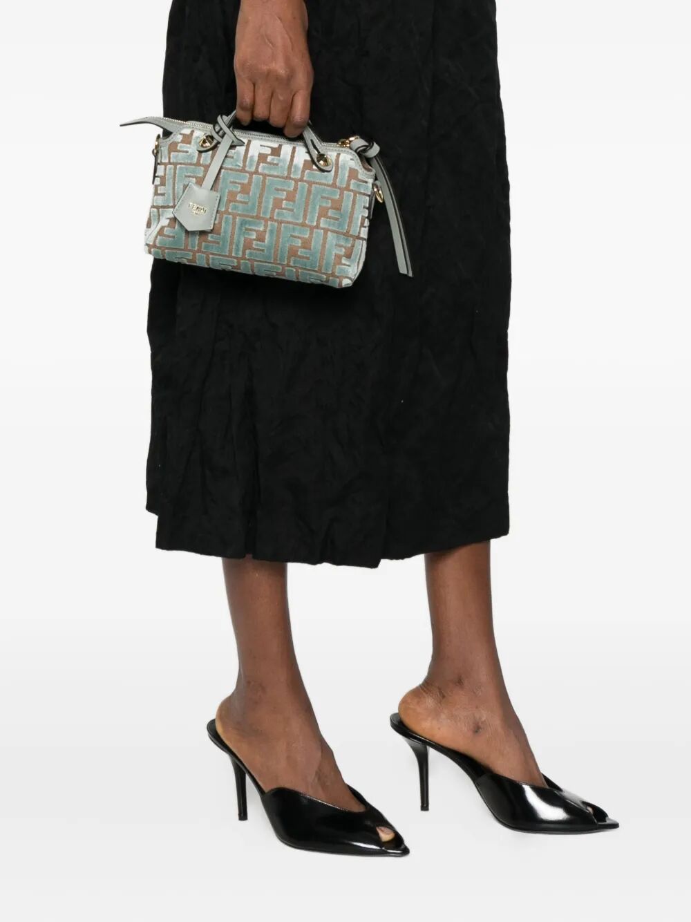 FENDI Soft Mini Jacquard Velvet Handbag - W 20 X H 12 X D 9 CM