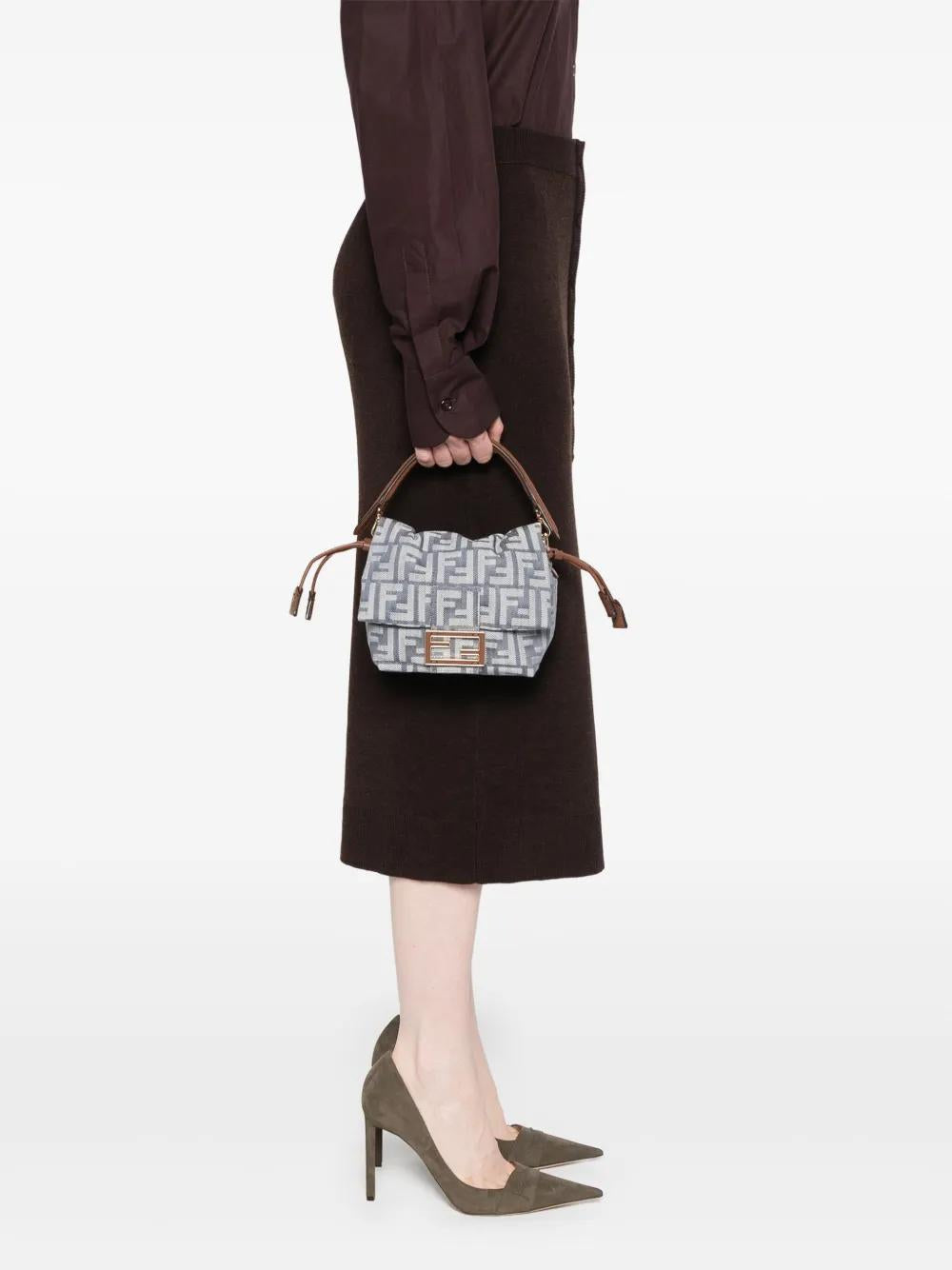 FENDI Mini Denim-Effect FF Jacquard Handbag