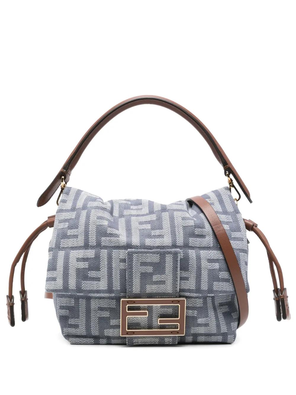 FENDI Mini Denim-Effect FF Jacquard Handbag