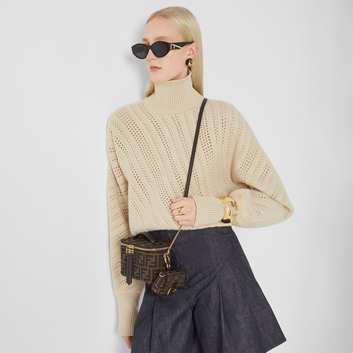 FENDI Jacquard Vanity Mini Handbag