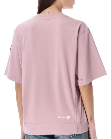 MONCLER GRENOBLE Cotton Logo T-Shirt with Rose Print