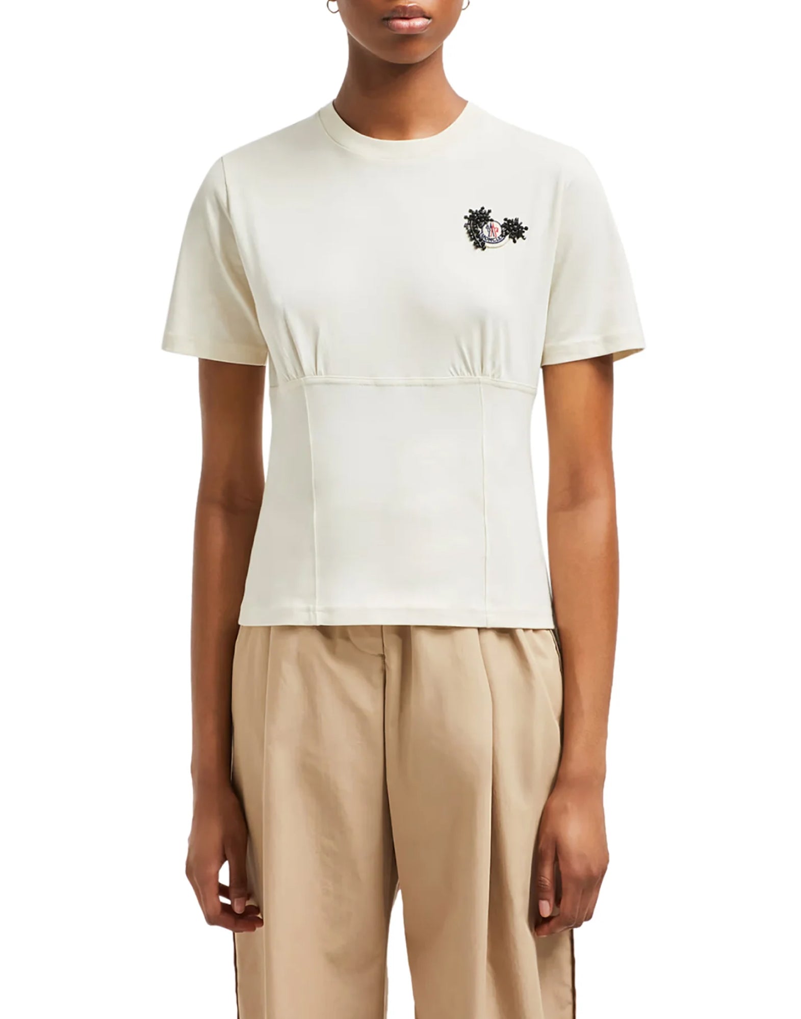 MONCLER Hand-Beaded Logo T-Shirt for Women - Short Sleeve