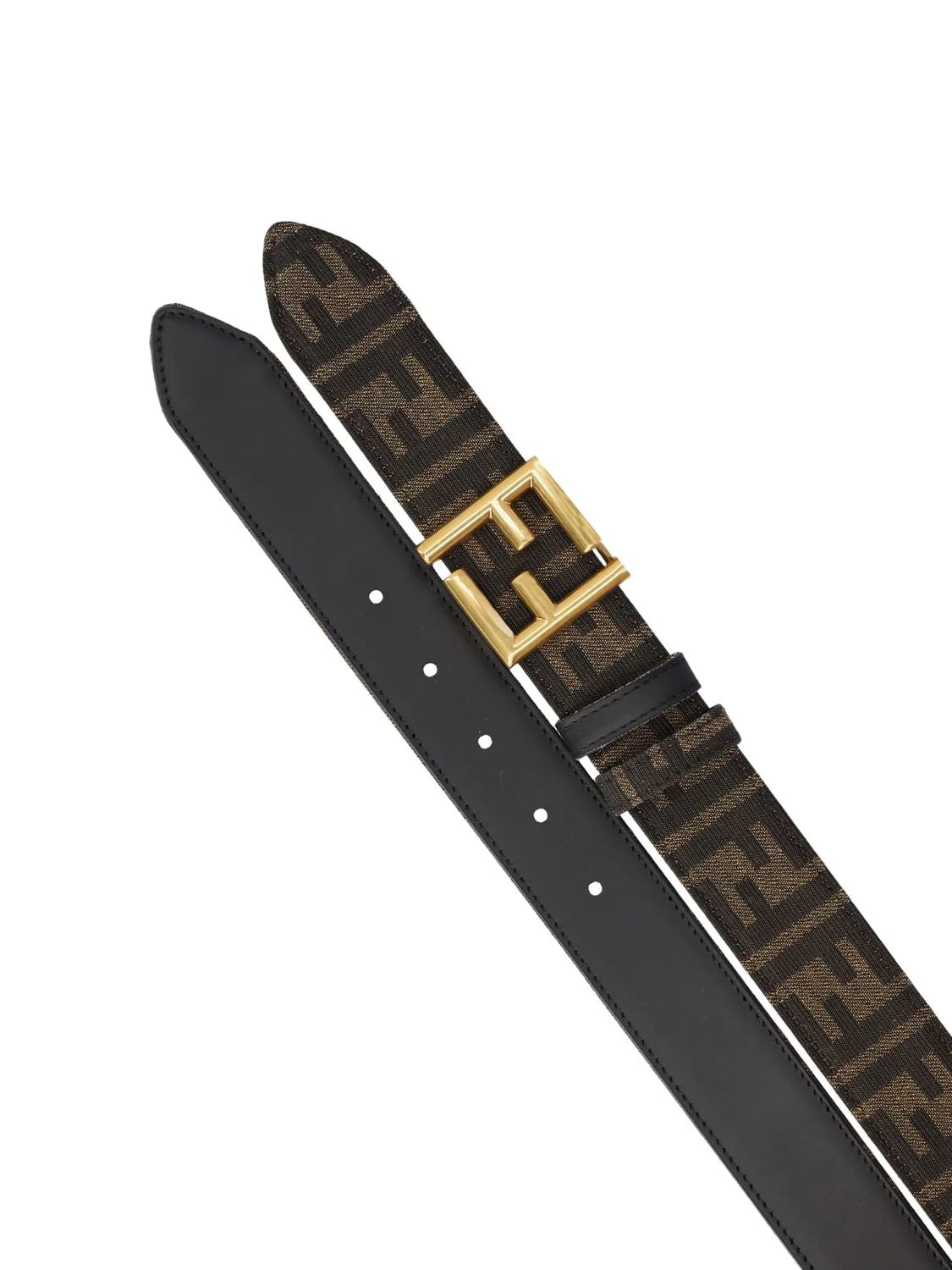 FENDI Reversible Leather and Fabric Belt - 3.5 cm Height