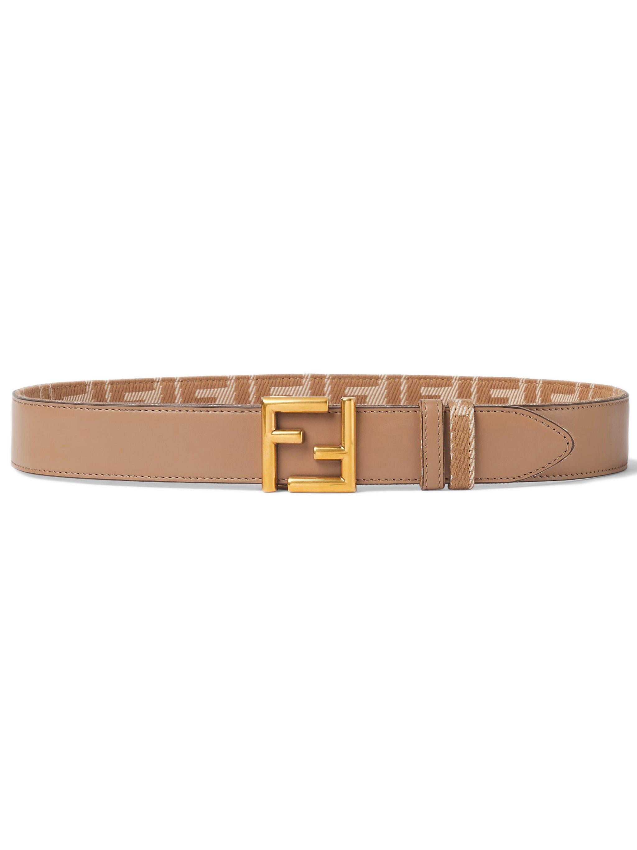 FENDI Reversible Belt with FF Jacquard and Leather Effect - 3.5 cm Width