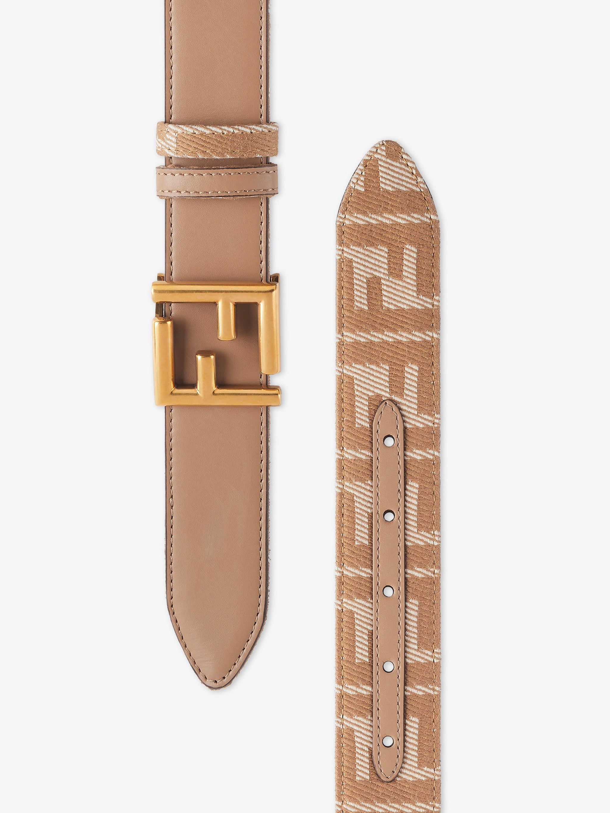 FENDI Reversible Belt with FF Jacquard and Leather Effect - 3.5 cm Width