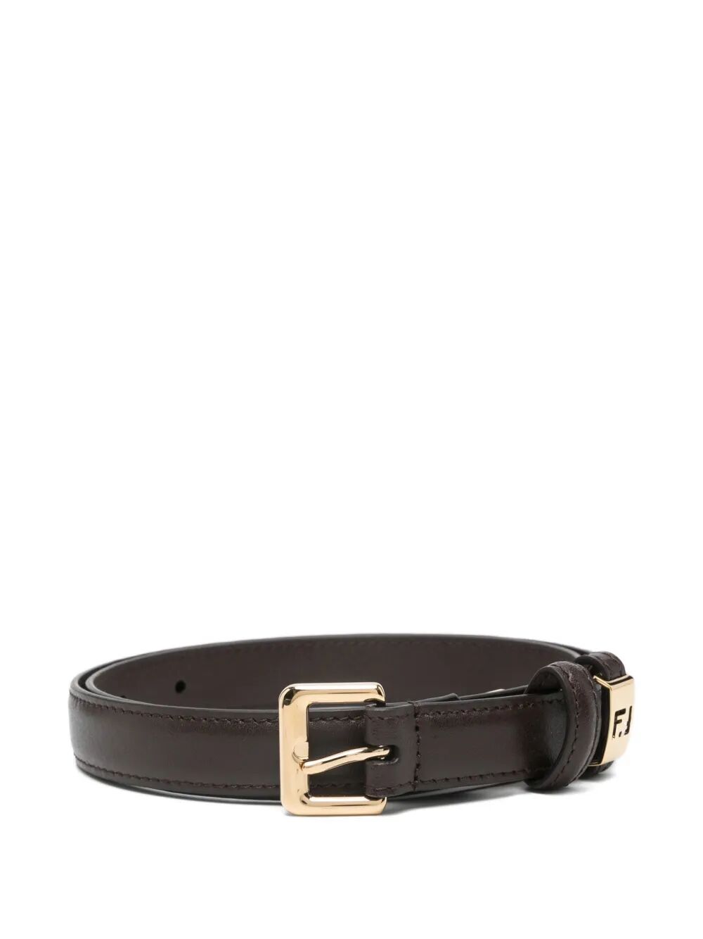 FENDI Leather Slim Belt with Metal Tip - Height 2 CM