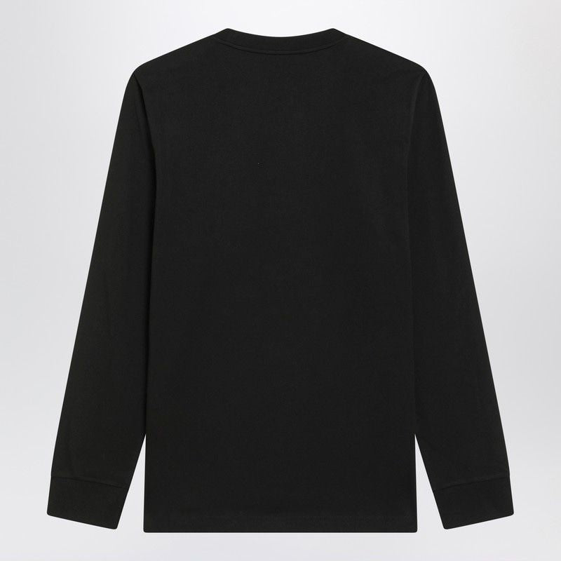 MONCLER Long Sleeve Cotton Crewneck T-Shirt with Logo Patch