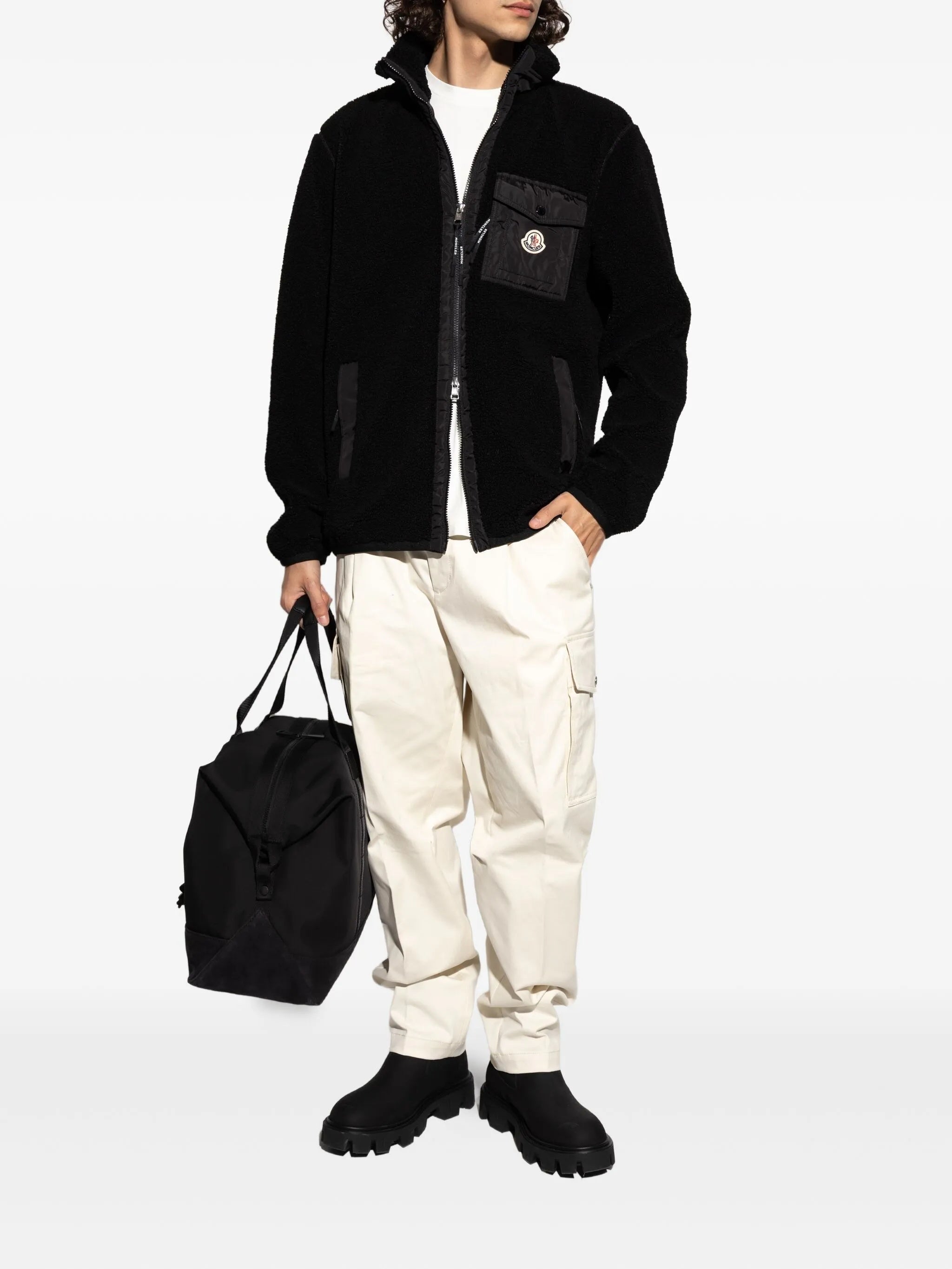 MONCLER Men's Fleece Jacket with Double Front Zip