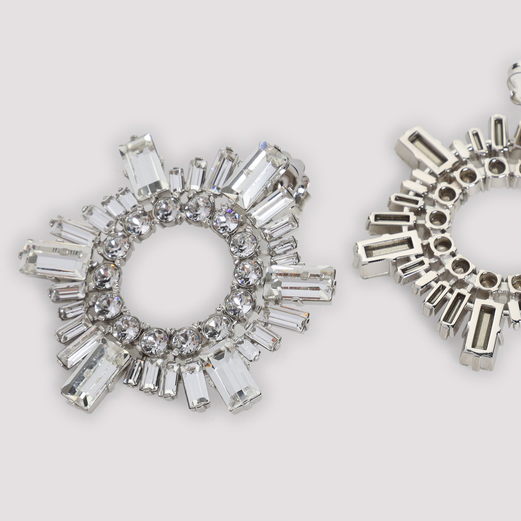 AMINA MUADDI Mini Crystal Earrings with Signature Plaque