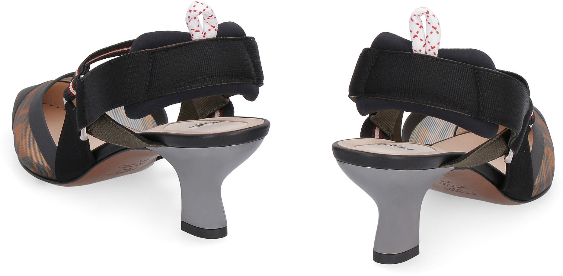 FENDI Pointy-Toe Slingbacks with Elastic Ankle Strap