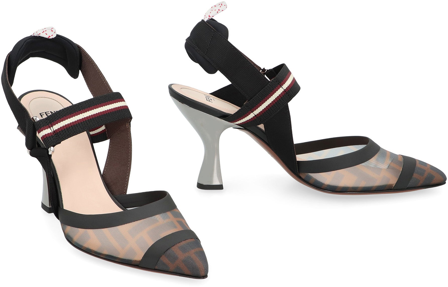 FENDI Pointed Slingback Pumps with Sporty Design - 8.5 cm Heel