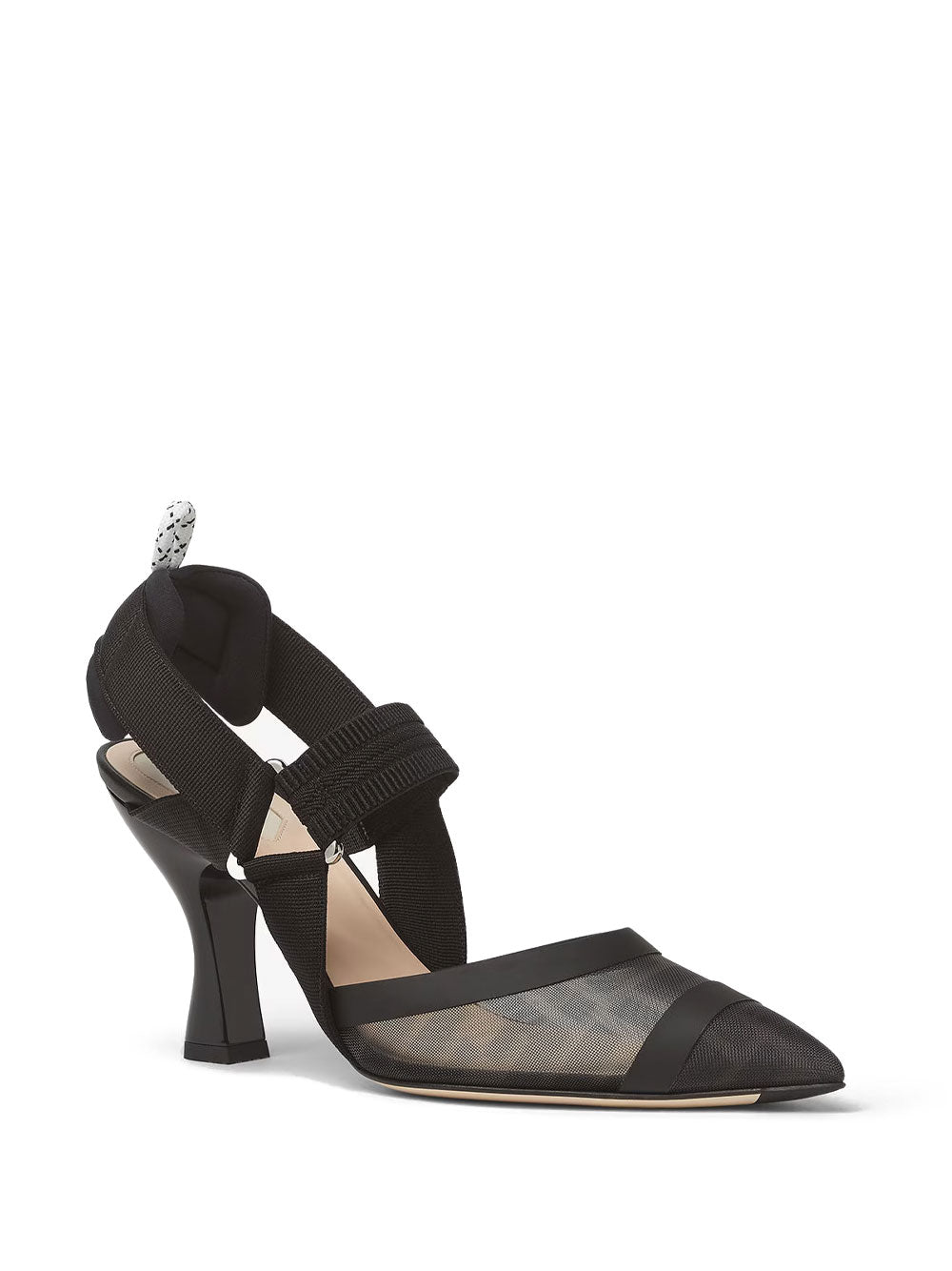 FENDI Leather and Mesh Slingbacks with 8.5 cm Heel