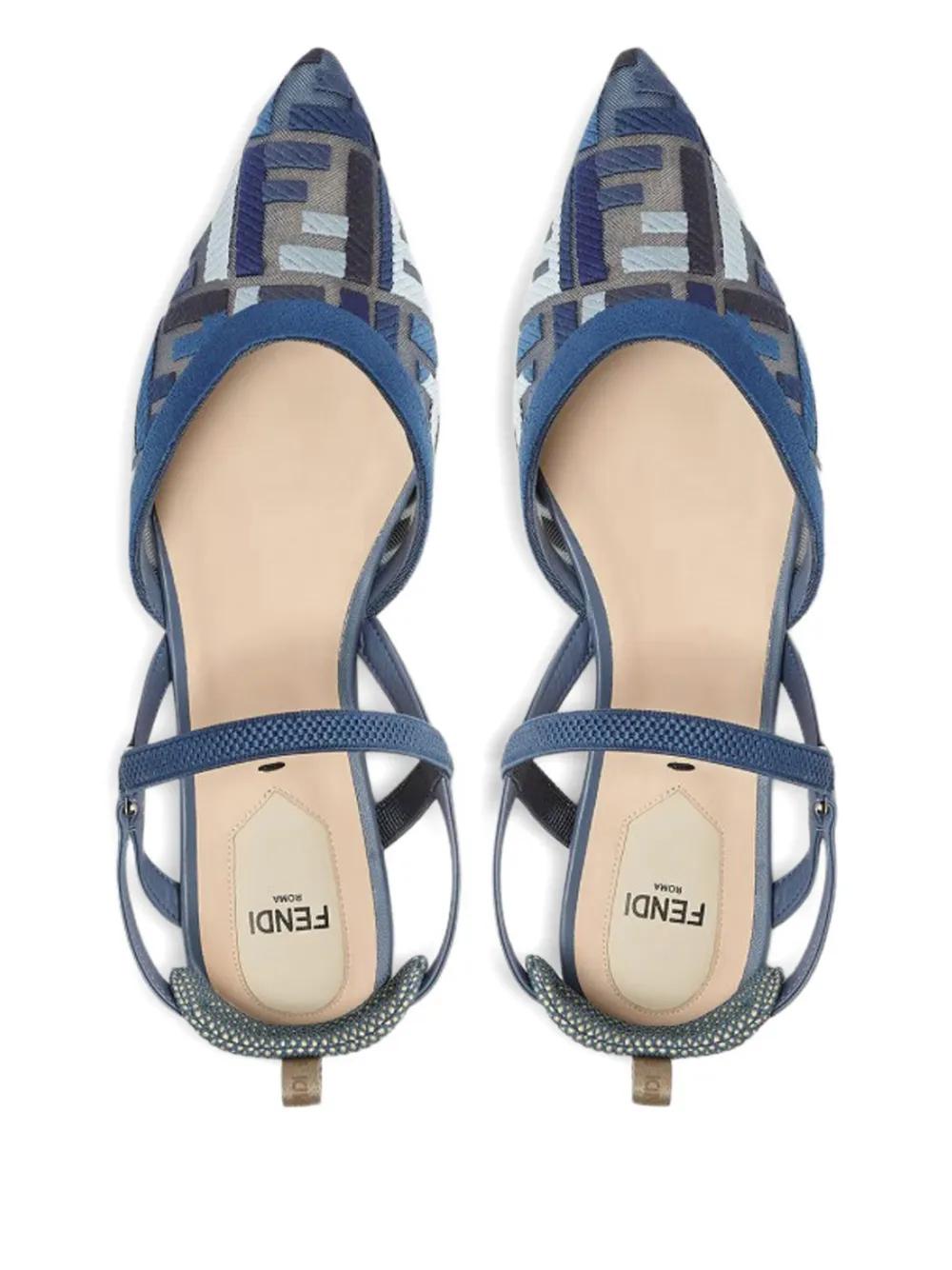 FENDI Slingback Flat Mini with Embroidered Design