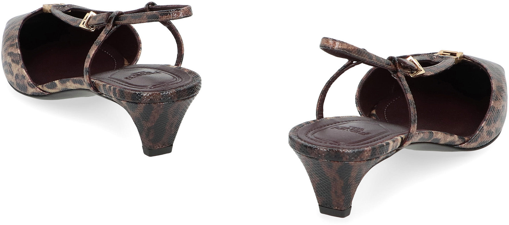 FENDI Leather Slingback Pumps with Distinctive Zipper Detail - 4 cm Heel