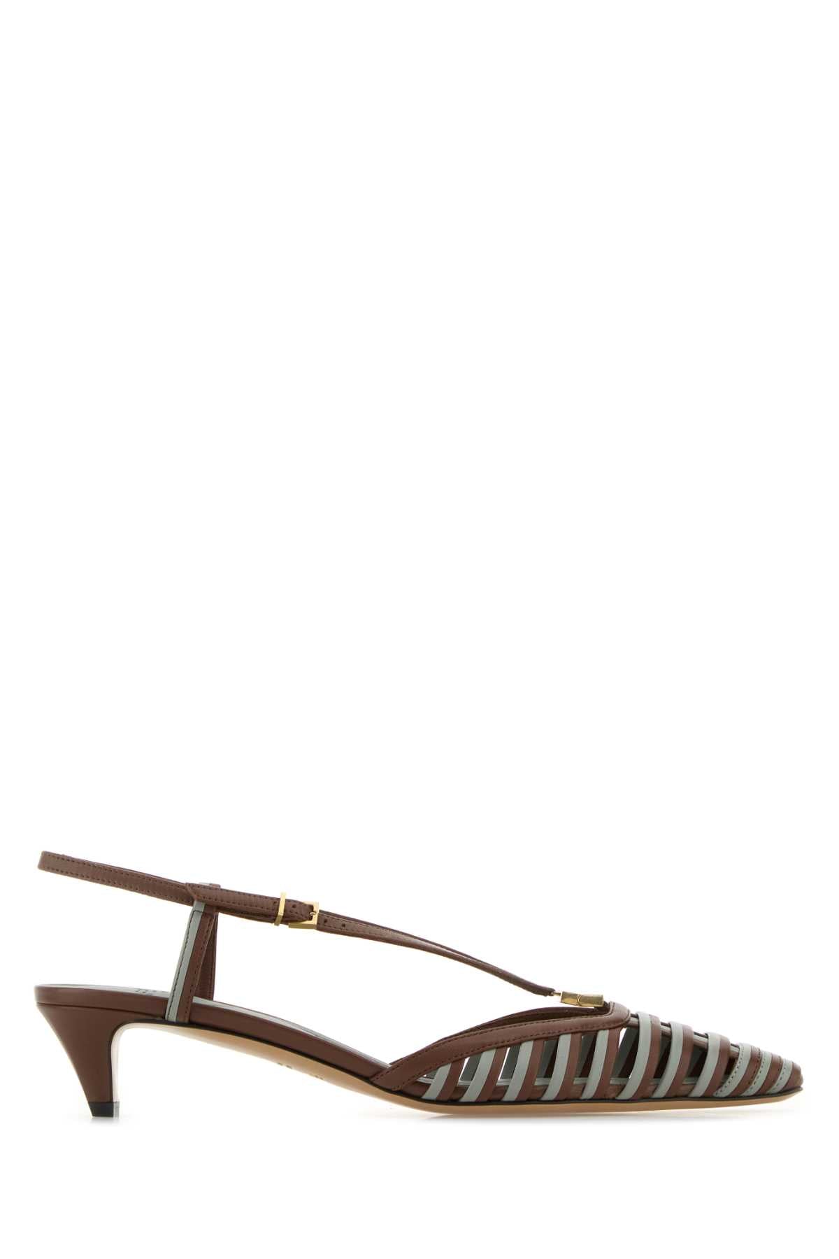 FENDI Two-Tone Leather Slingback Pumps