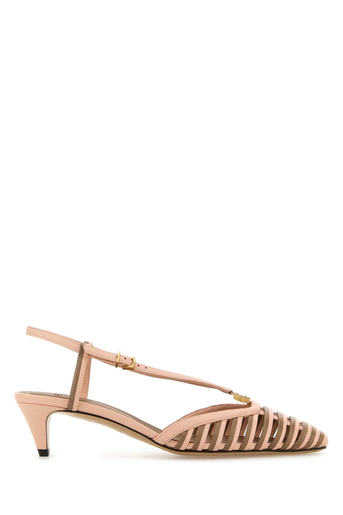 FENDI Two-Tone Leather Sling Back Pumps