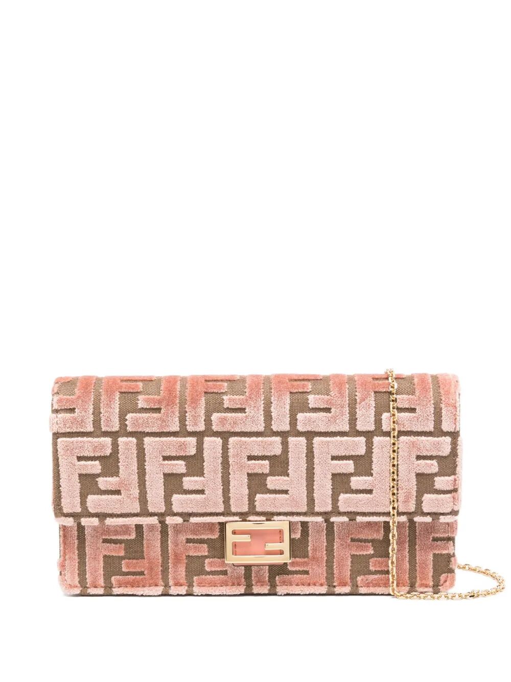 FENDI Mini Wallet on Chain Baguette in FF Jacquard Velvet