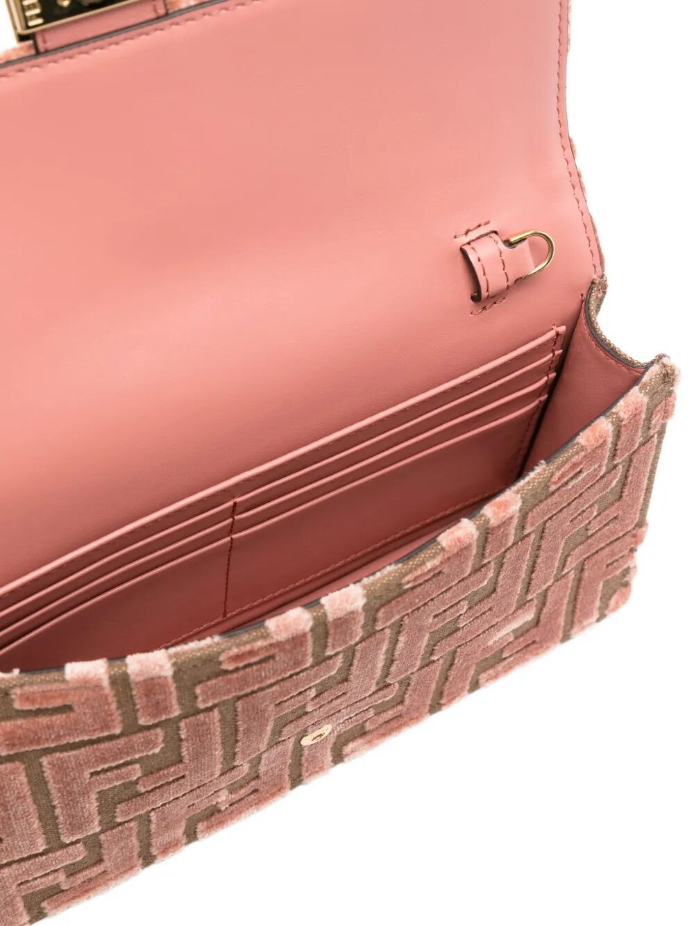 FENDI Mini Wallet on Chain Baguette in FF Jacquard Velvet