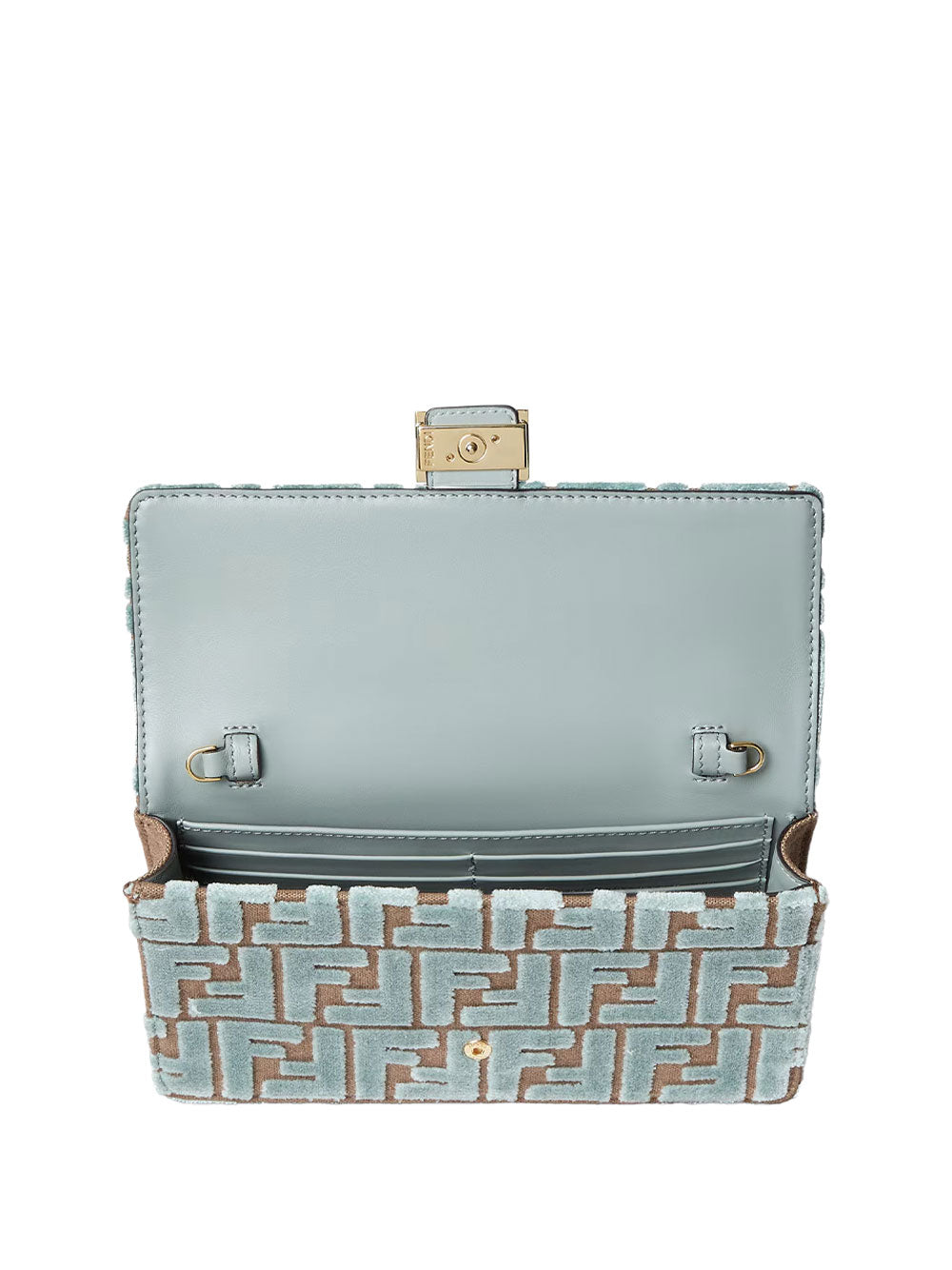 FENDI Mini Wallet on Chain Baguette Bag in FF Jacquard Velvet - 21 x 11.5 x 5 cm