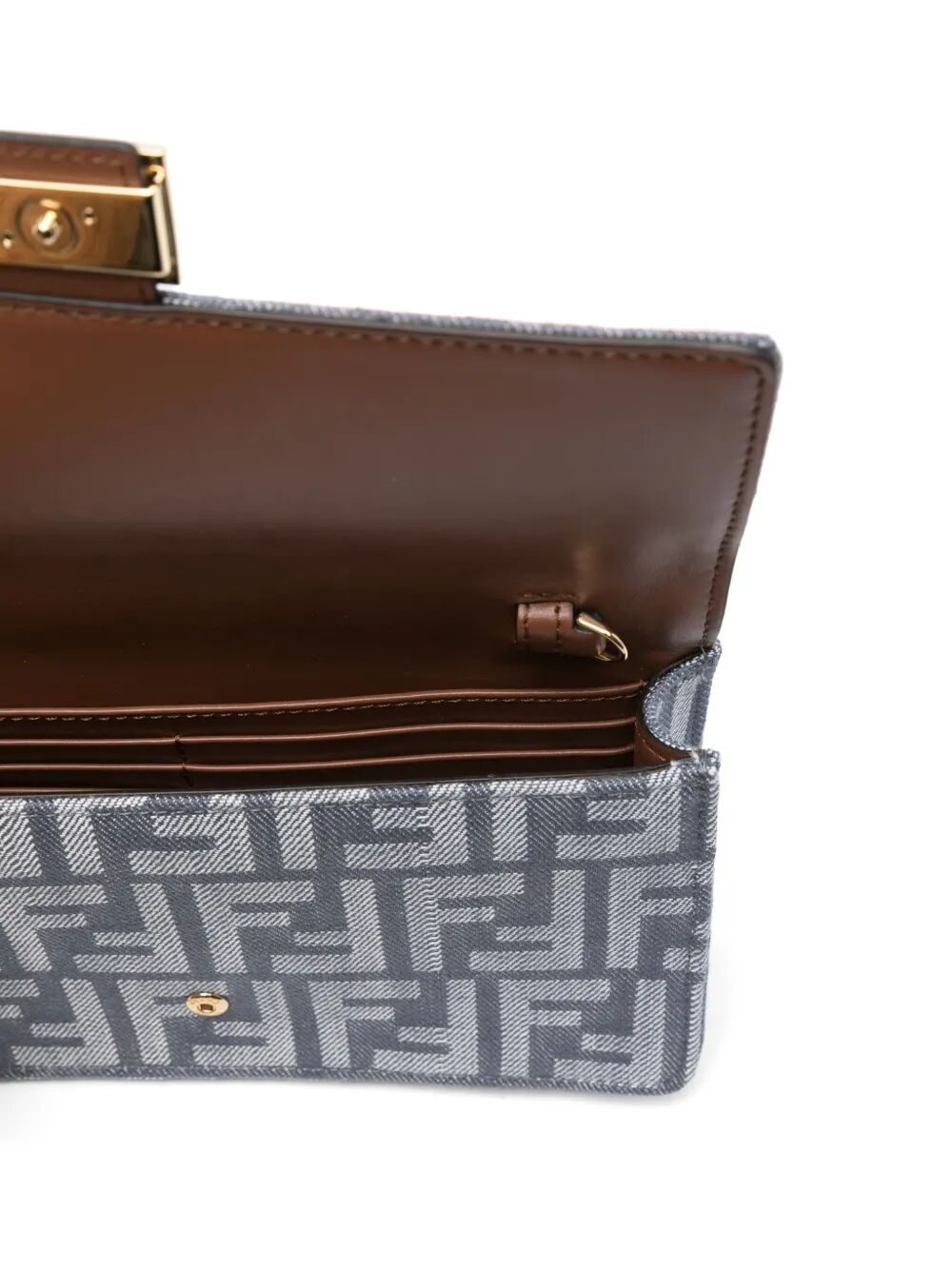 FENDI Denim-Effect FF Jacquard Mini Baguette Wallet on Chain