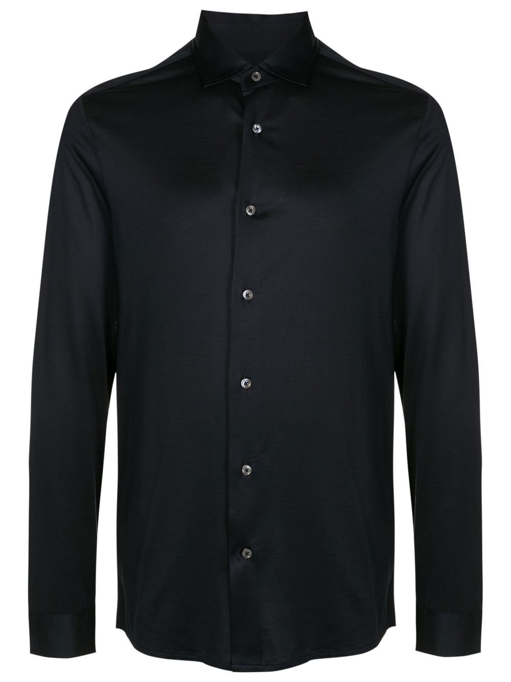 EMPORIO ARMANI Cotton-Lyocell Blend Straight-Point Collar Shirt