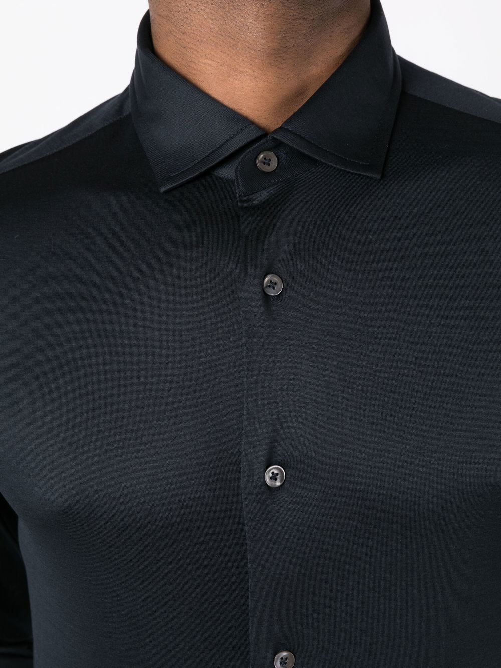 EMPORIO ARMANI Cotton-Lyocell Blend Straight-Point Collar Shirt