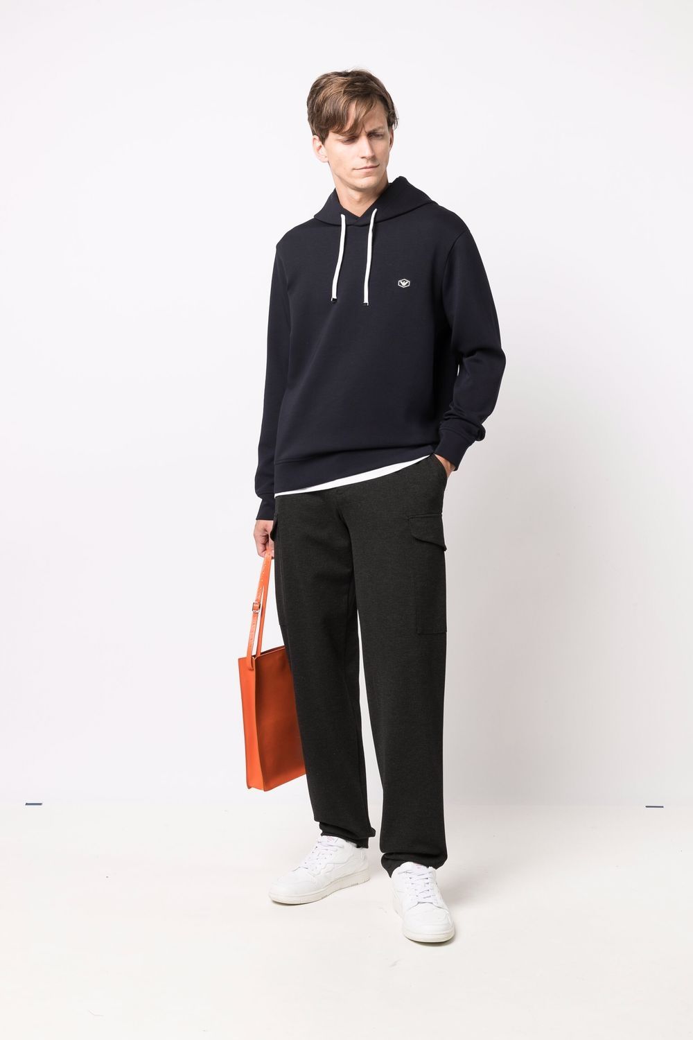 EMPORIO ARMANI Logo Cotton Blend Hoodie for Men