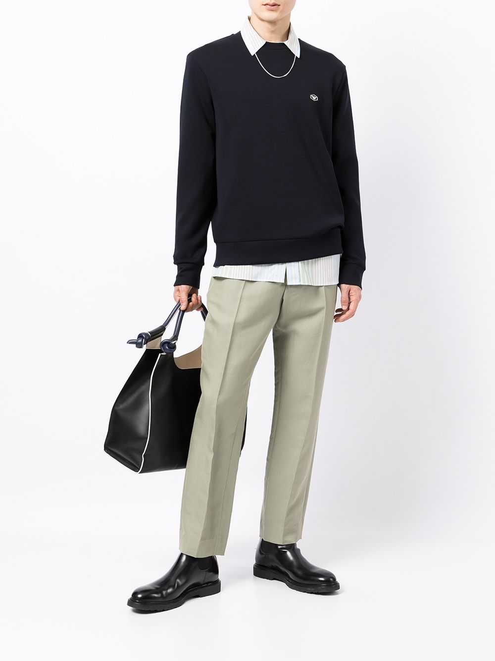 EMPORIO ARMANI Crewneck Sweatshirt with Ribbed Detailing - FW25