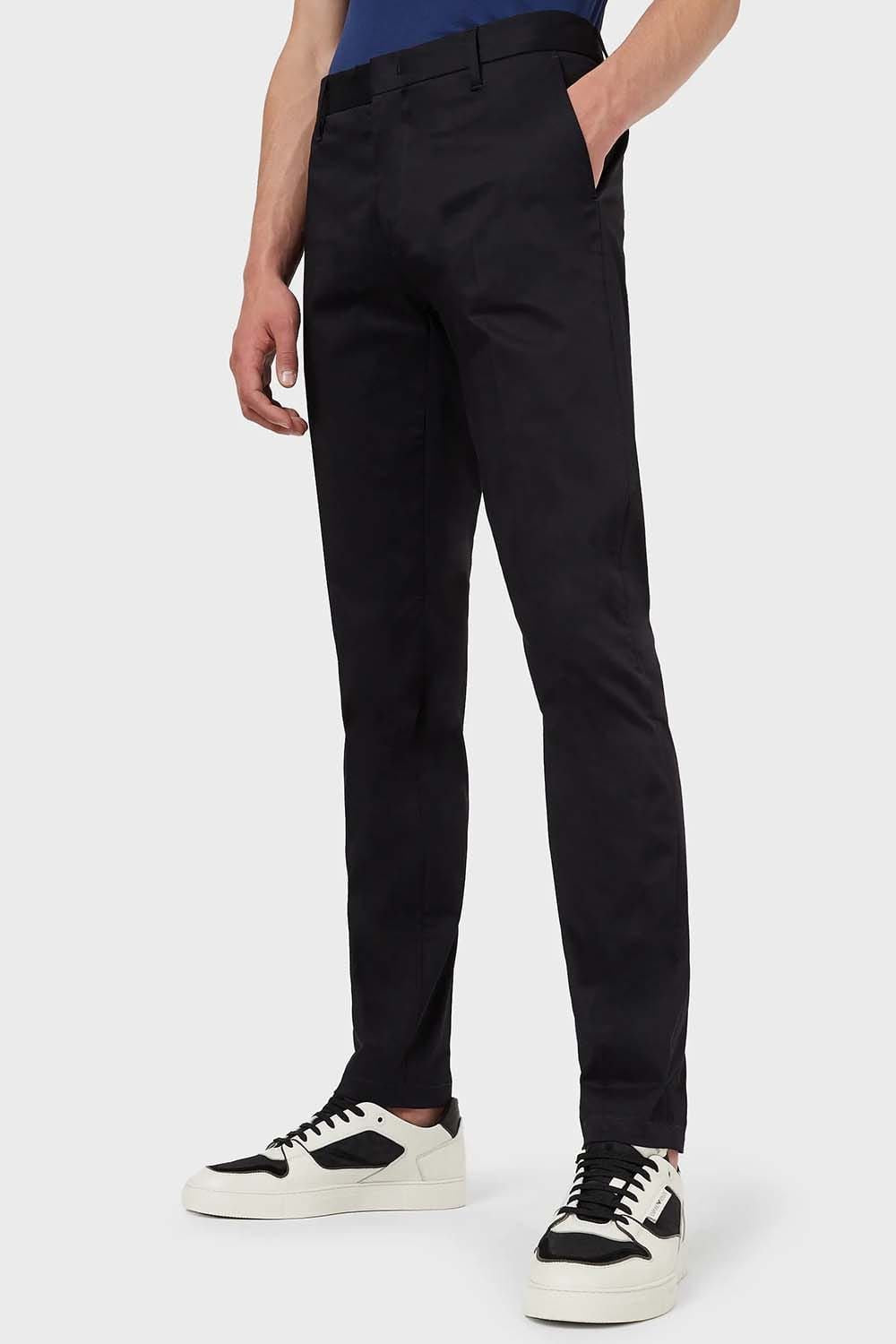 EMPORIO ARMANI Mid Rise Tapered Leg Chinos for Men