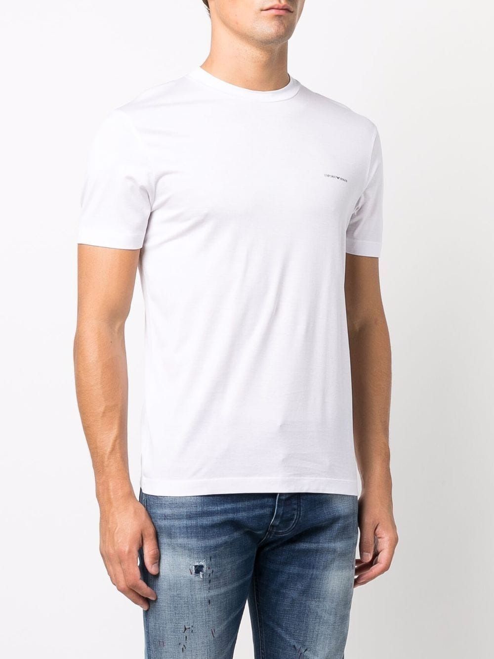 EMPORIO ARMANI Cotton Blend T-Shirt with Ribbed Neckline