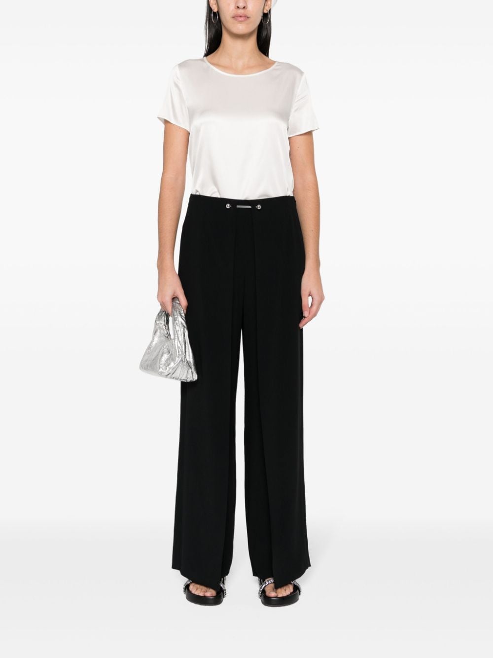 EMPORIO ARMANI Silk Top with Round Neck and Short Sleeves