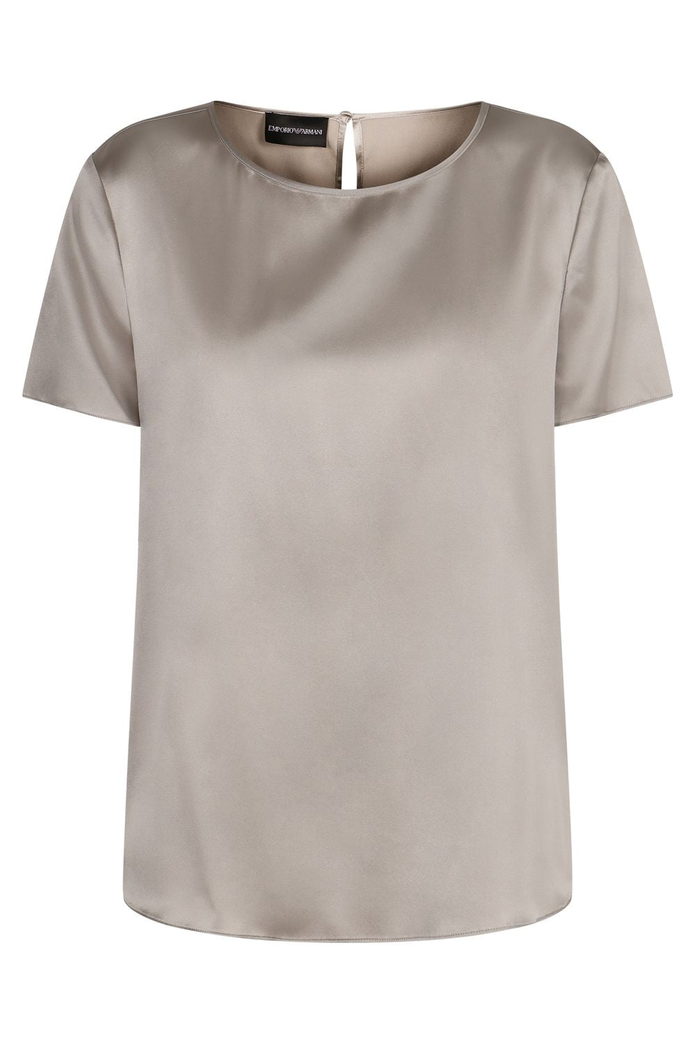 EMPORIO ARMANI Silk Satin T-Shirt with Back Button Fastening