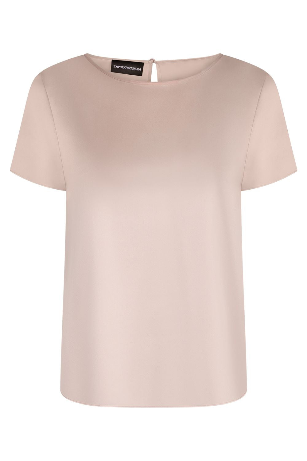 EMPORIO ARMANI Silk Satin T-Shirt with Back Keyhole Button Fastening - Women