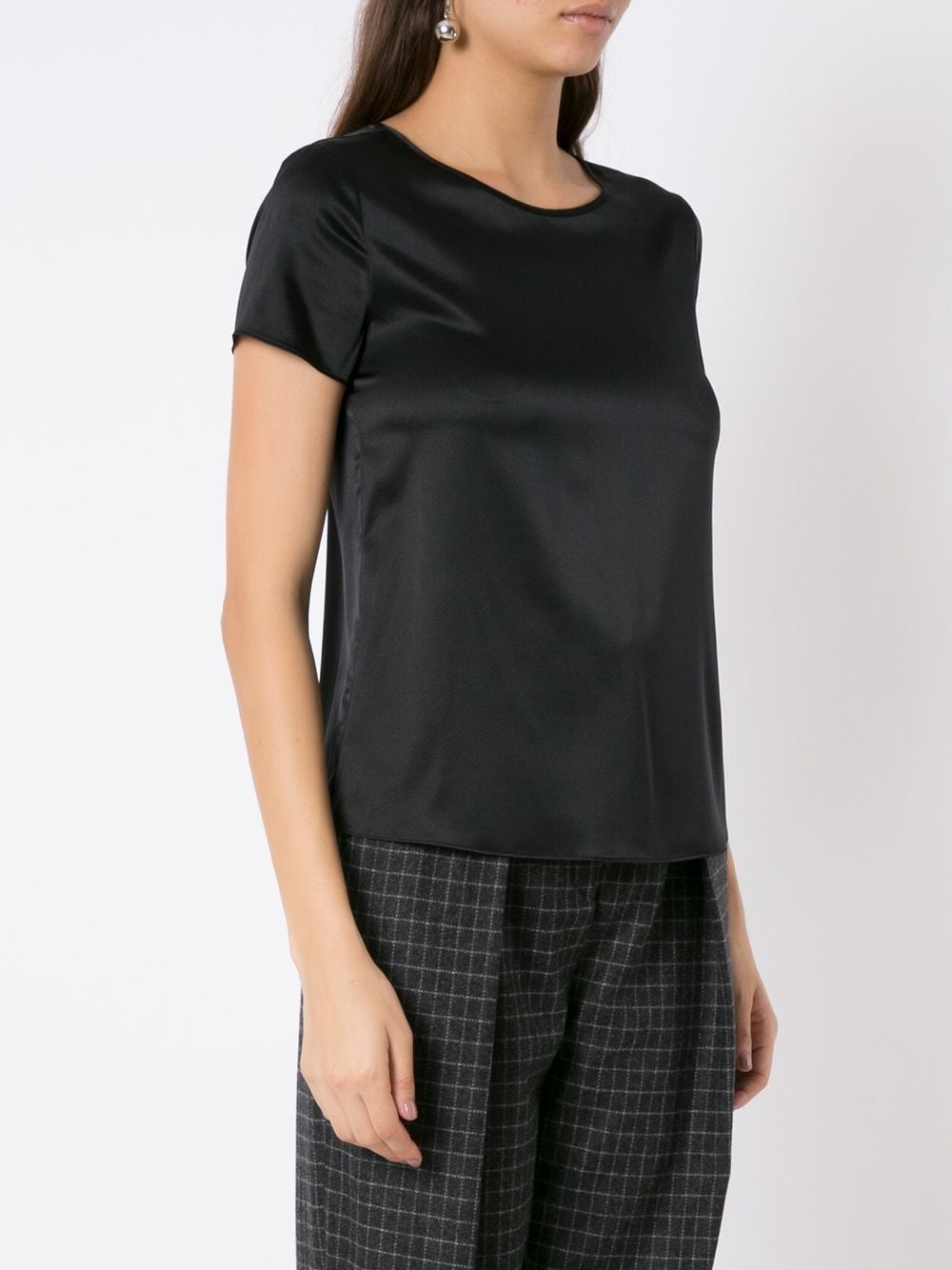 EMPORIO ARMANI Relaxed Fit Silk Top with Round Neck - SS25