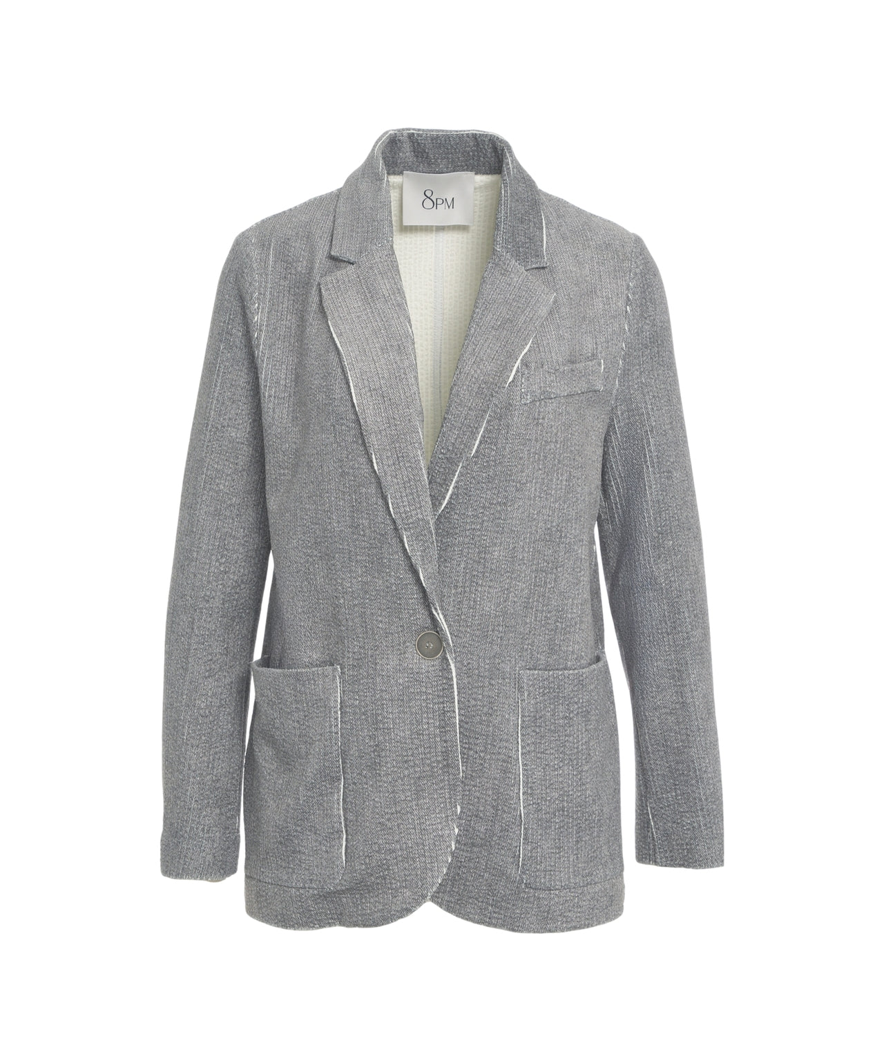 8PM Chic Single-Breasted Blazer with Contrasting Stitching