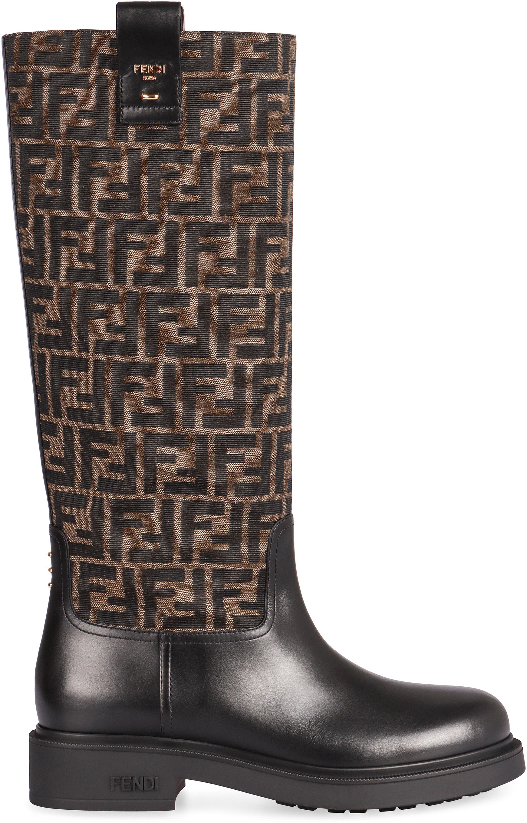 FENDI Elegant Leather and Fabric Heeled Boots for Women