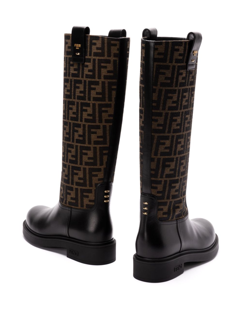 FENDI Stylish 3.5 cm Heel Leather Boots for Women
