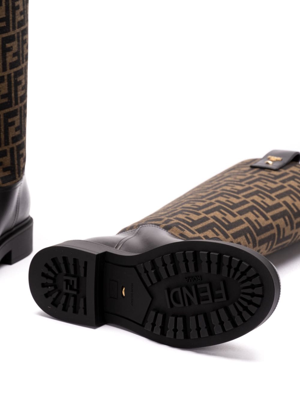 FENDI Stylish 3.5 cm Heel Leather Boots for Women