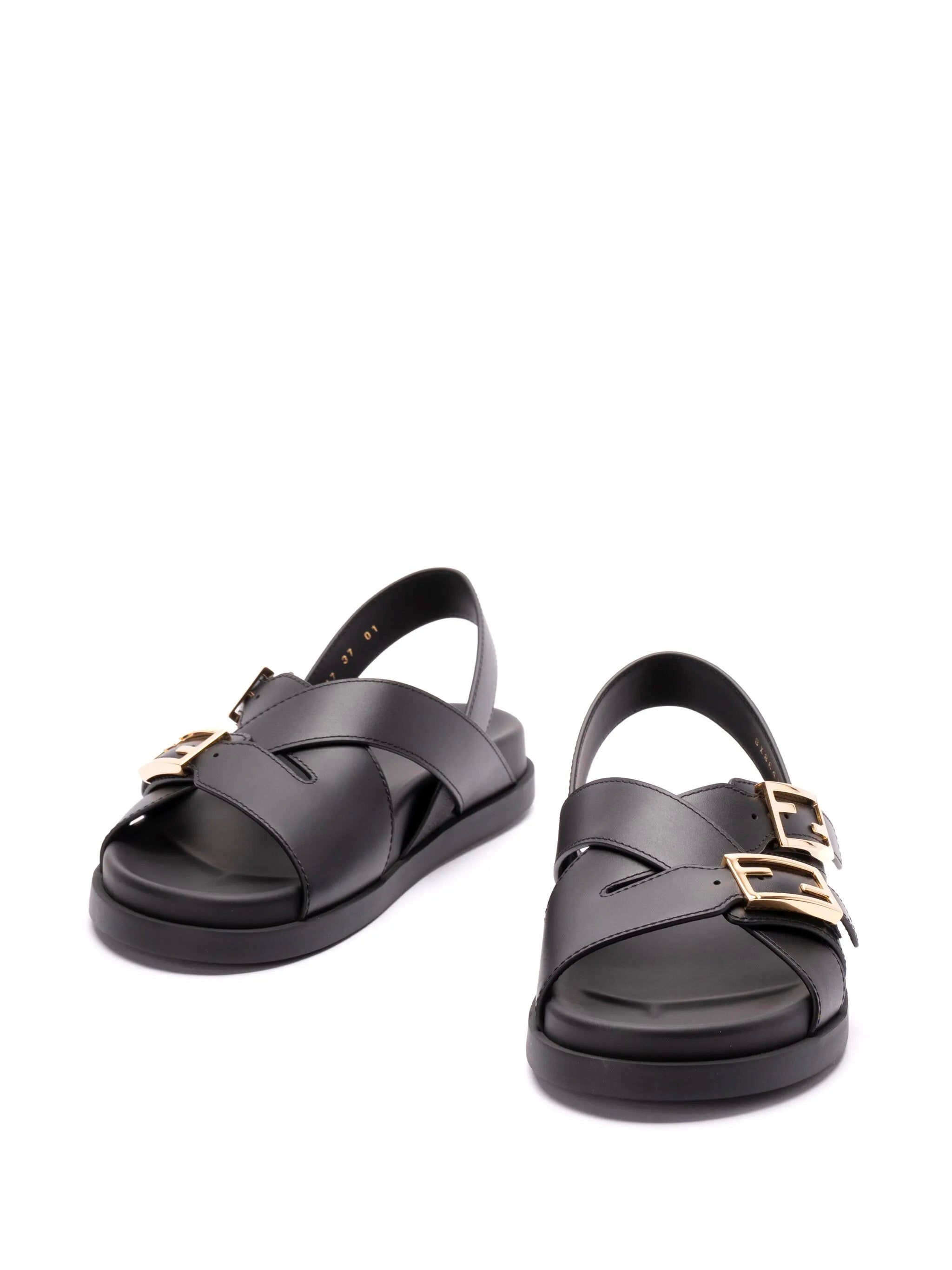 FENDI Triple-Band Flat Cross-Over Slide Sandals