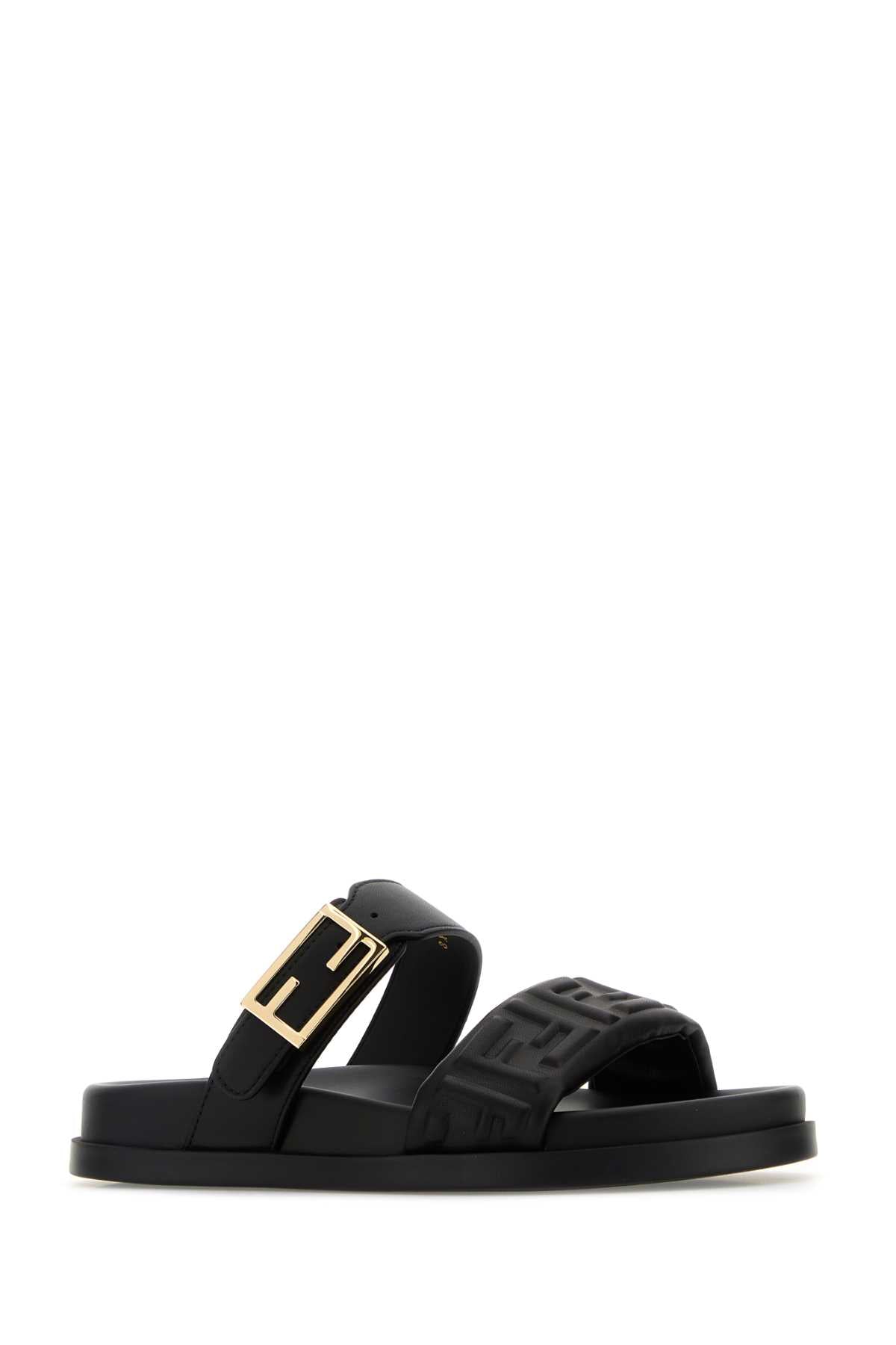 FENDI Nappa Leather Double-Band Slide Sandals