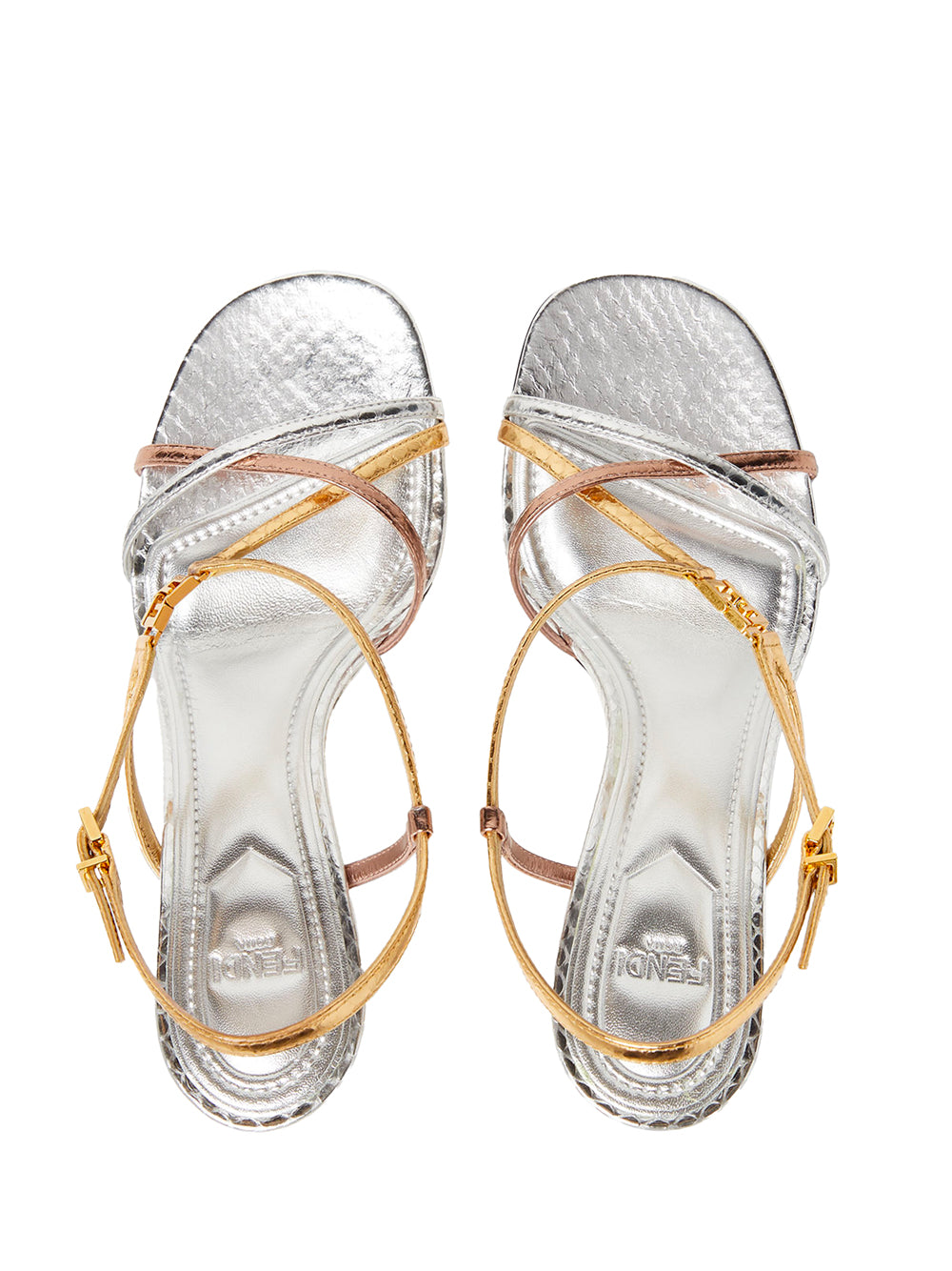FENDI High-Heeled Metallic Sandals with 8.5 cm Elevation
