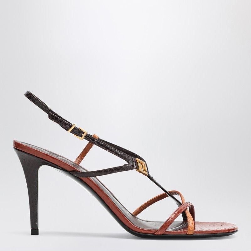 FENDI Asymmetrical Thin Strap Heel Sandal