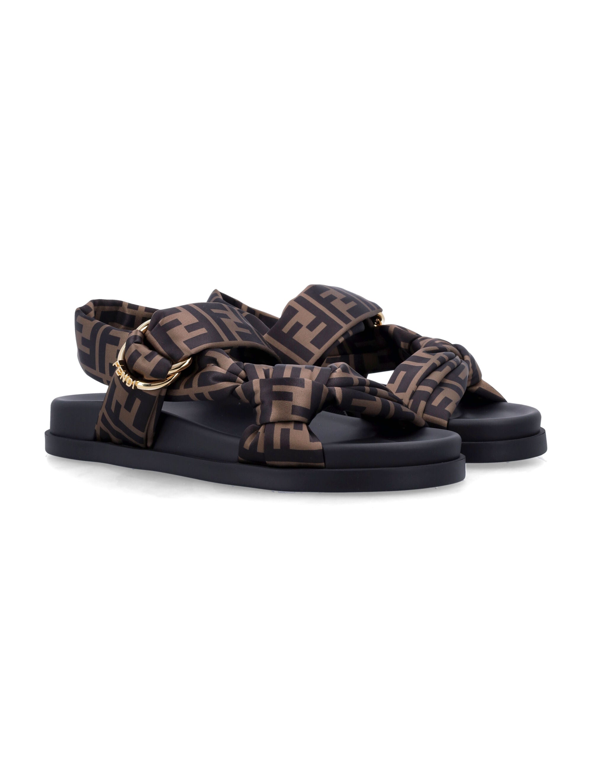 FENDI FF Logo Knotted Strap Sandals