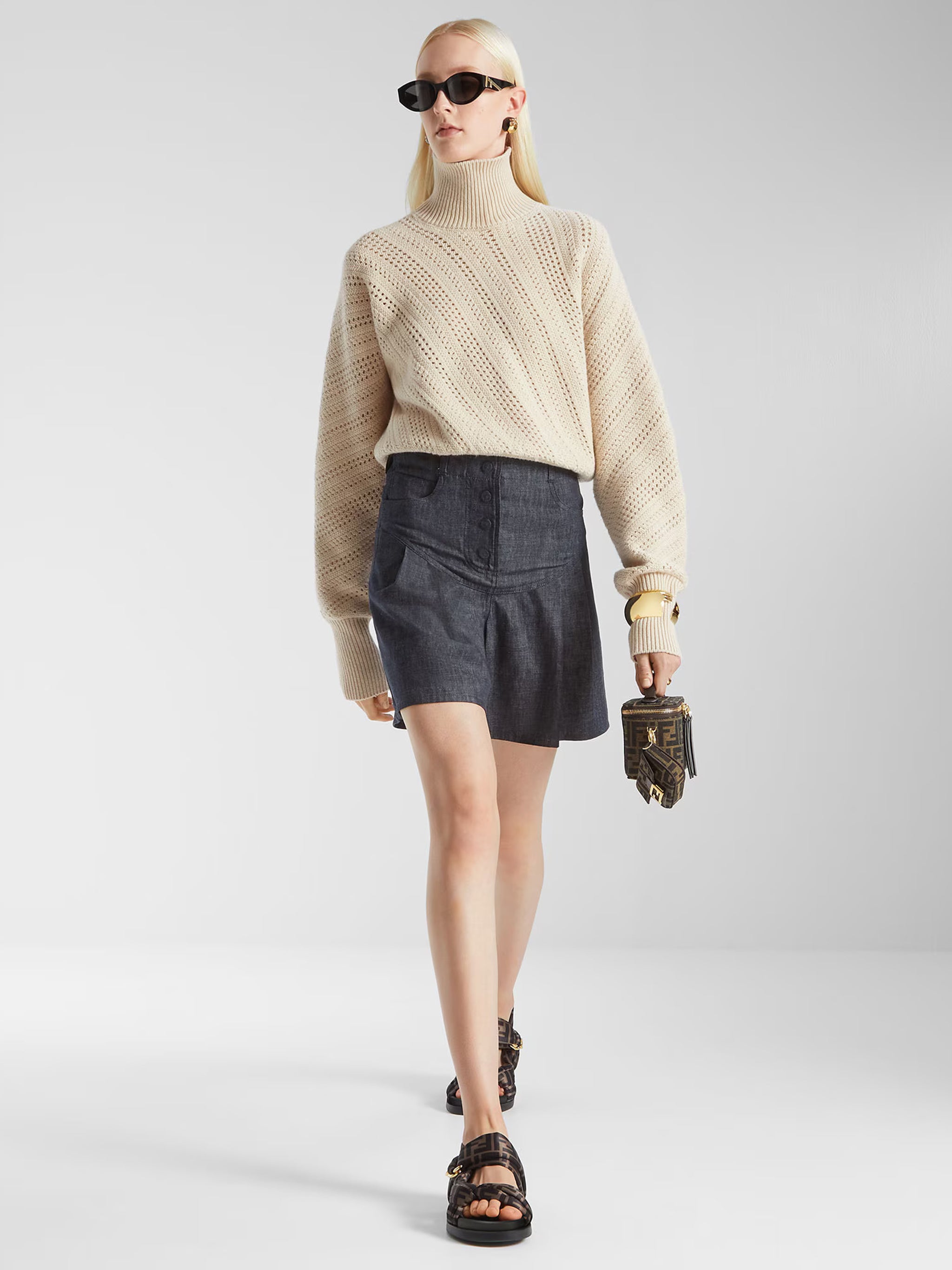 FENDI Chic Padded Strap Sandals with Decorative Buckle