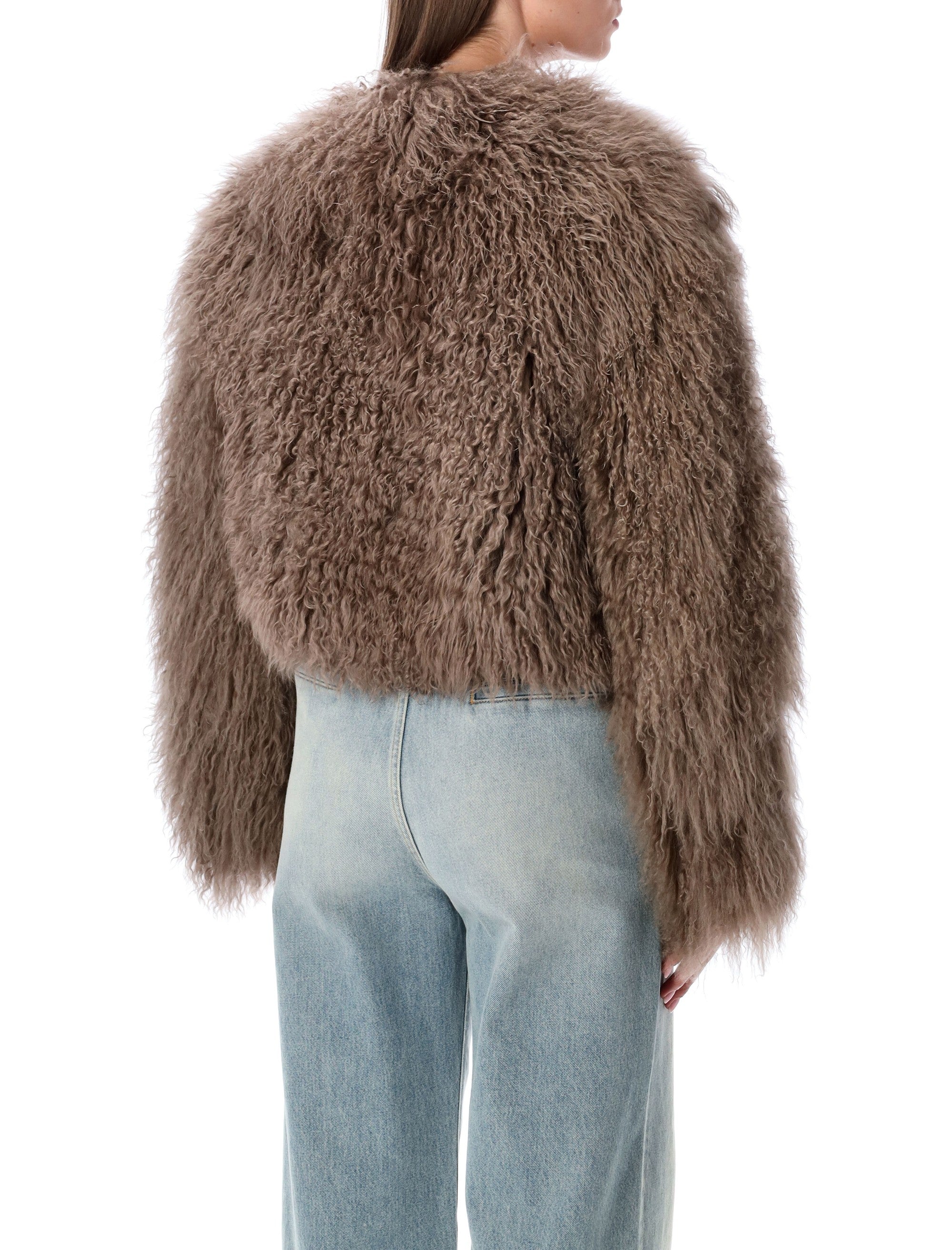 SWORD Mongolian Shearling Cropped Jacket