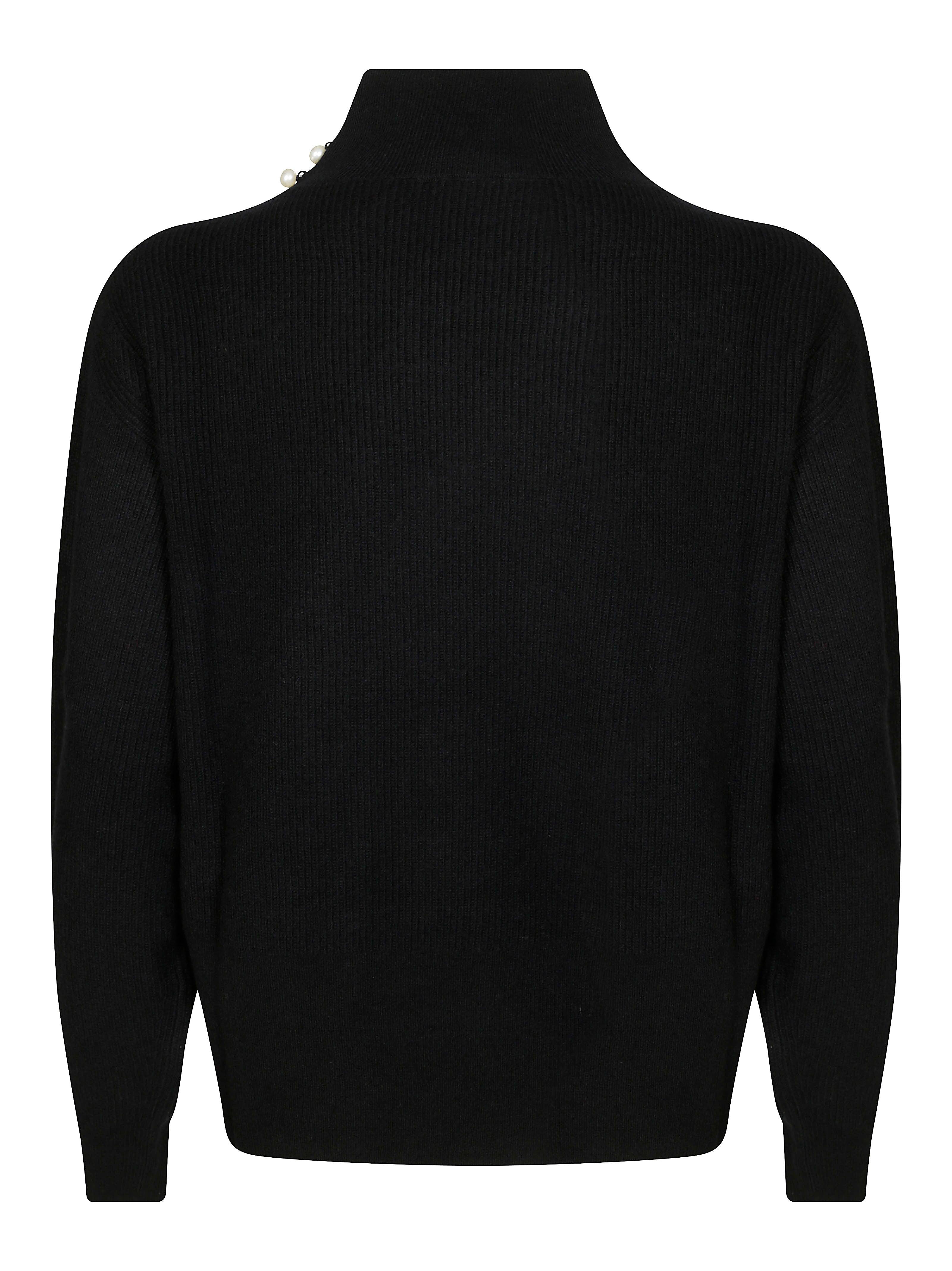 LIUJO Men's Mini Pearl Neck Sweater
