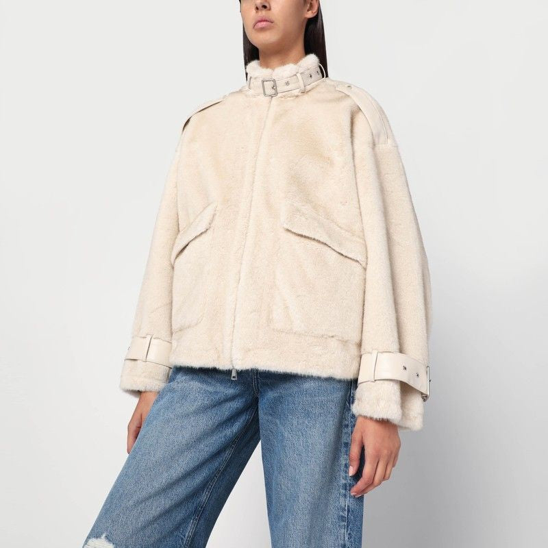 SWORD Ivory Eco Fur Bomber Jacket
